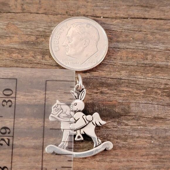 Very Rare Retired James Avery Sterling Bunny Rabbit Rocking Horse Charm - Picture 6 of 7